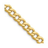 14K Yellow Gold 7.5 mm Curb Chain Necklace, Polished detail view