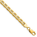 14K Yellow Gold 6.25 mm Polished Chain Anklet shown for scale