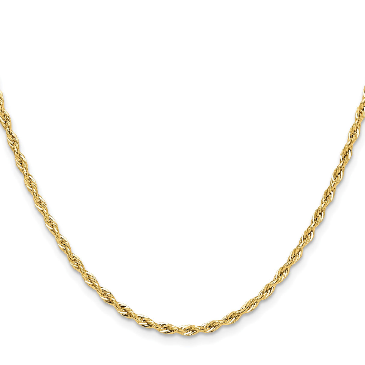 14K Yellow Gold 2.5 mm Rope Chain Necklace, Polished