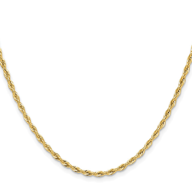 14K Yellow Gold 2.5 mm Rope Chain Necklace, Polished
