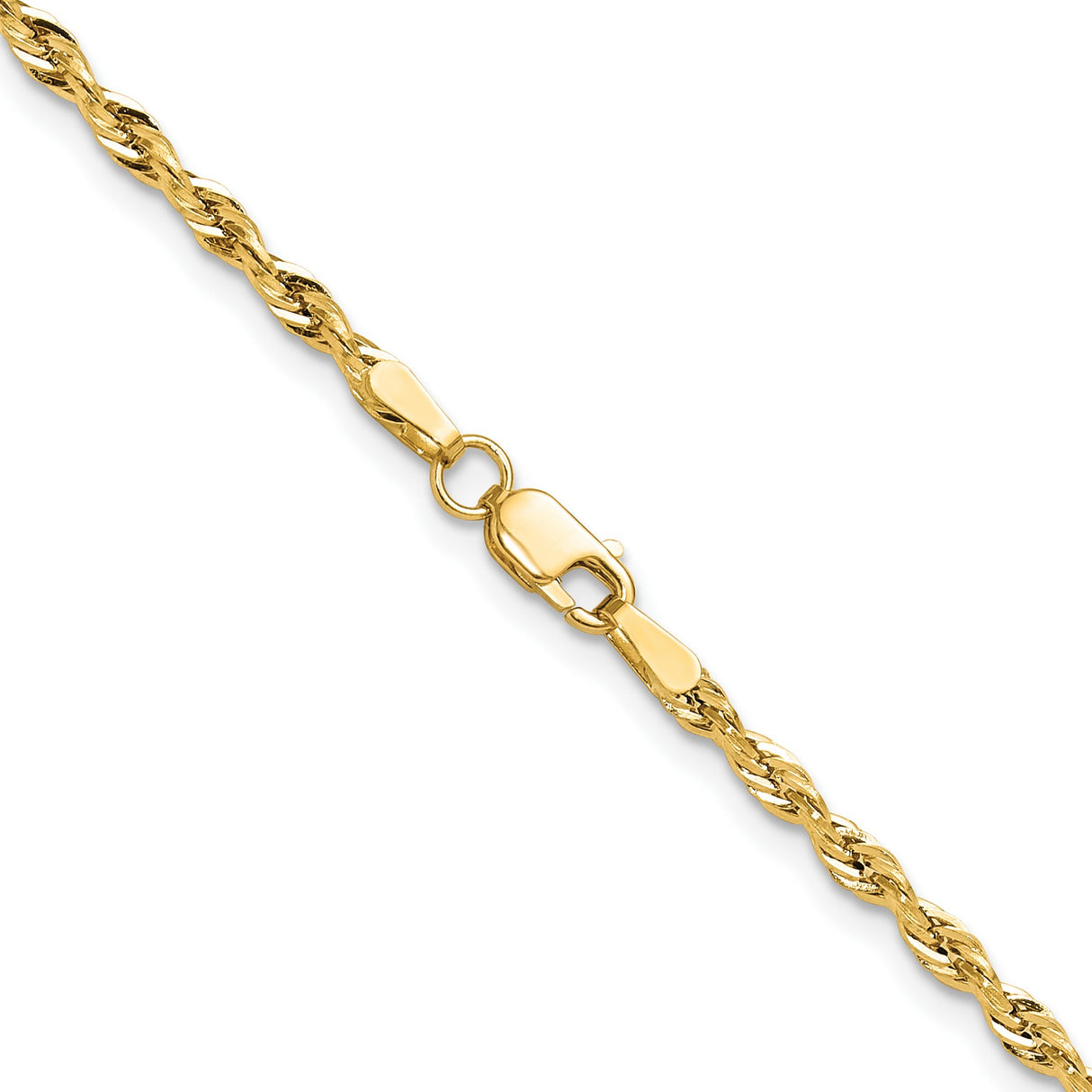 14K Yellow Gold 2.5 mm Rope Chain Necklace, Polished alternate angle
