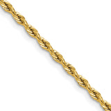 14K Yellow Gold 2.5 mm Rope Chain Necklace, Polished detail view