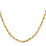 14K Yellow Gold 3.5 mm Rope Chain Necklace, Polished