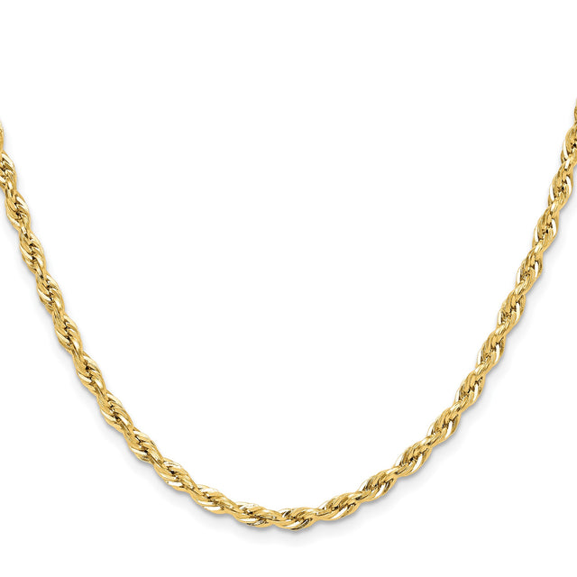 14K Yellow Gold 3.5 mm Rope Chain Necklace, Polished