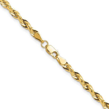14K Yellow Gold 3.5 mm Rope Chain Necklace, Polished alternate angle