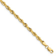 14K Yellow Gold 3.5 mm Rope Chain Bracelet, Polished shown for scale