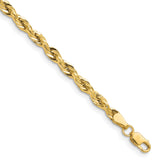 14K Yellow Gold 3.5 mm Rope Chain Necklace, Polished detail view