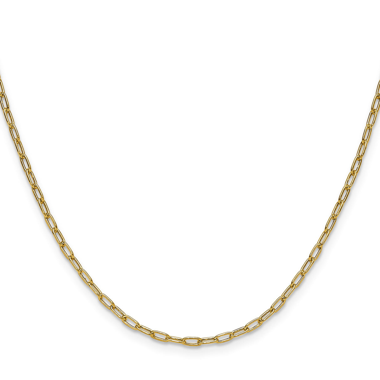 14K Yellow Gold 2.2 mm Paperclip Chain Necklace, Polished