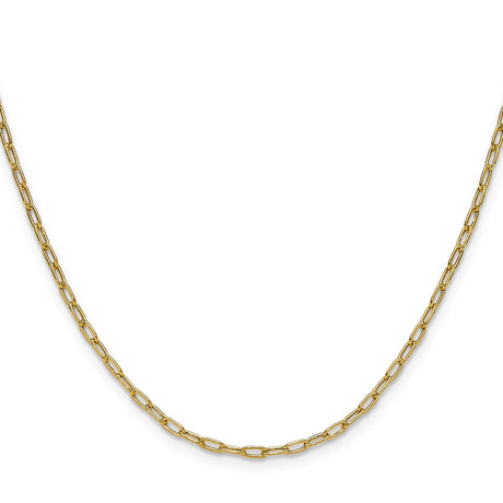14K Yellow Gold 2.2 mm Paperclip Chain Necklace, Polished