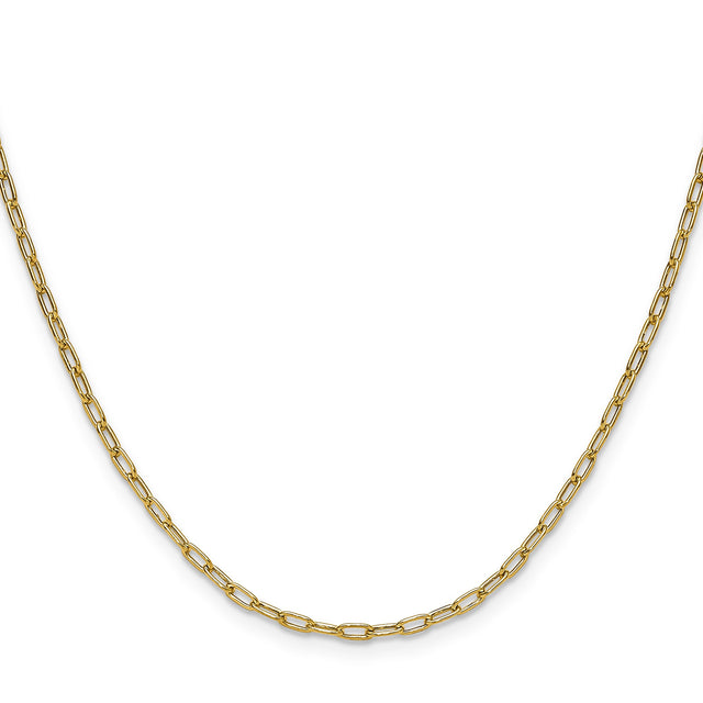14K Yellow Gold 2.2 mm Paperclip Chain Necklace, Polished