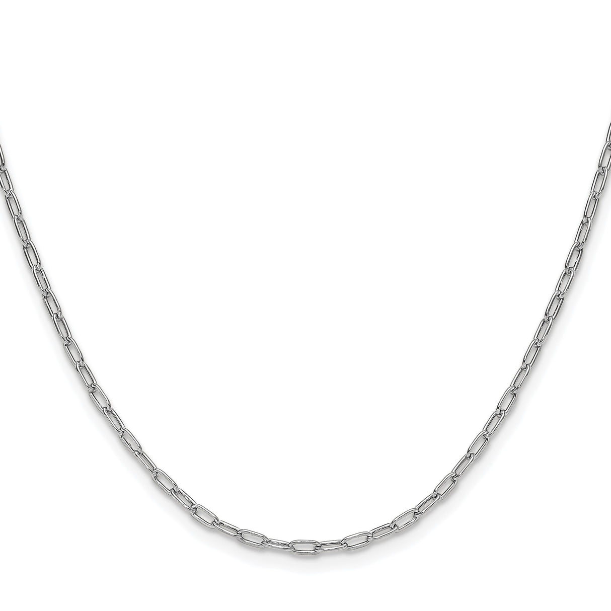 14K White Gold 2.2 mm Paperclip Chain Necklace, Polished