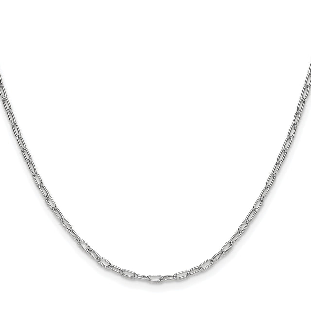 14K White Gold 2.2 mm Paperclip Chain Necklace, Polished