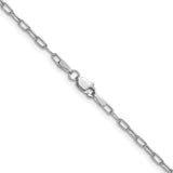 14K White Gold 2.2 mm Paperclip Chain Anklet, Polished