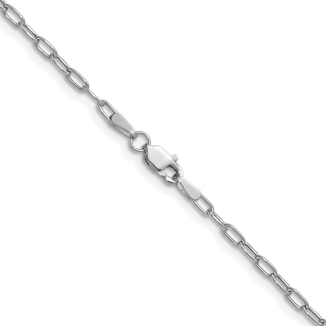 14K White Gold 2.2 mm Paperclip Chain Bracelet, Polished