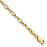 14K Yellow Gold 2.97 mm Paperclip Chain Anklet, Polished shown for scale