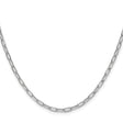 14K White Gold 2.97 mm Paperclip Chain Necklace, Polished