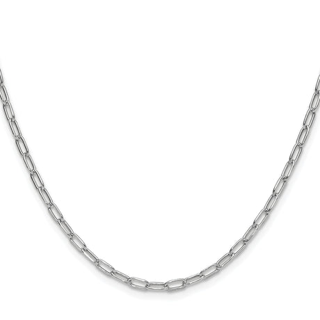 14K White Gold 2.97 mm Paperclip Chain Necklace, Polished