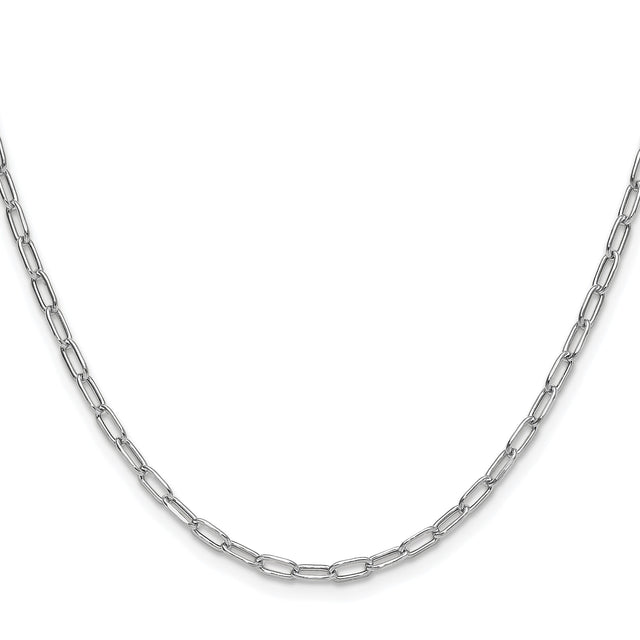 14K White Gold 2.97 mm Paperclip Chain Necklace, Polished
