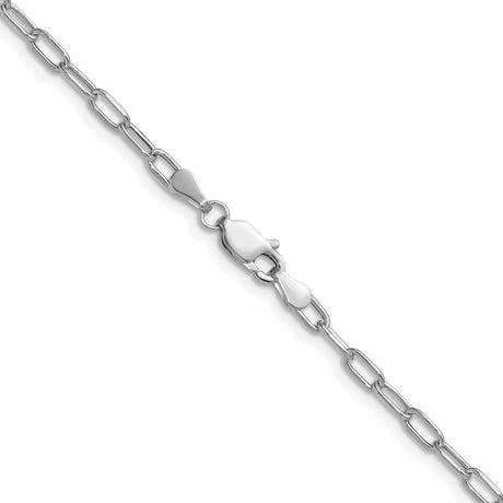 14K White Gold 2.97 mm Paperclip Chain Anklet, Polished