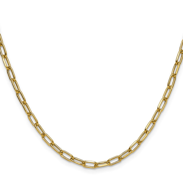 14K Yellow Gold 3.68 mm Paperclip Chain Necklace, Polished