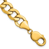 14K Yellow Gold 11.2 mm Curb Chain Anklet, Polished detail view