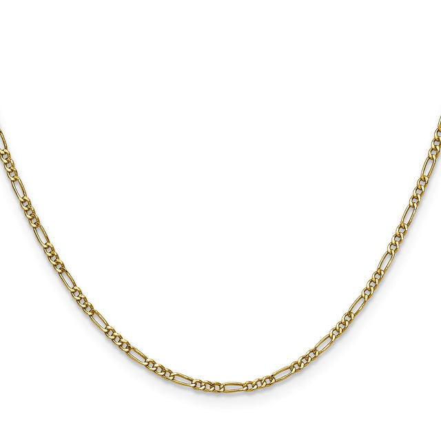 14K Yellow Gold 1.9 mm Figaro Chain Necklace, Polished