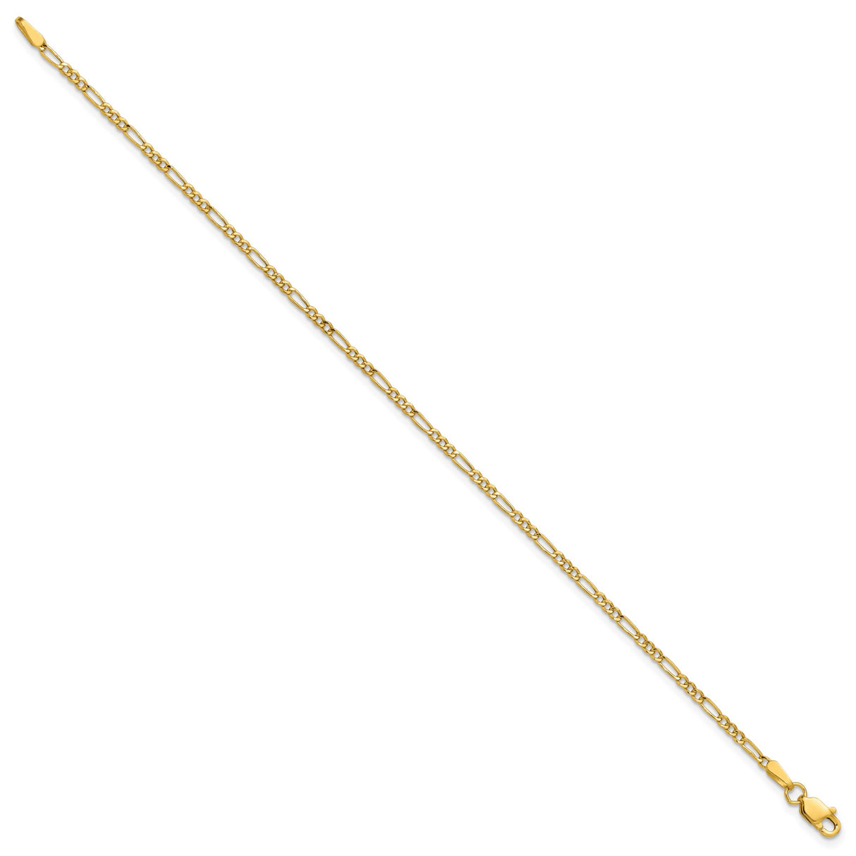 14K Yellow Gold 1.9 mm Figaro Chain Anklet, Polished