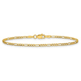 14K Yellow Gold 1.9 mm Figaro Chain Anklet, Polished alternate angle