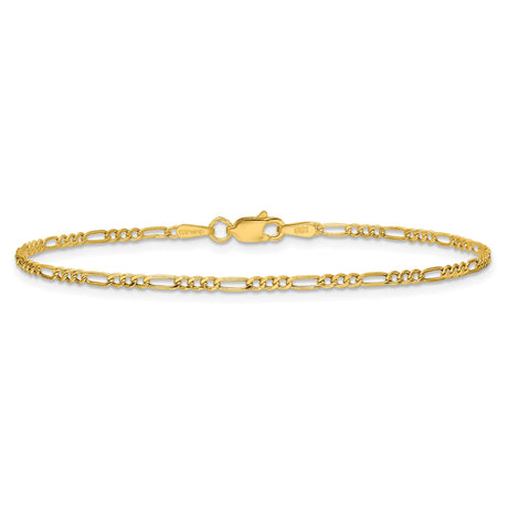 14K Yellow Gold 1.9 mm Figaro Chain Bracelet, Polished alternate angle