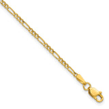 14K Yellow Gold 1.9 mm Figaro Chain Bracelet, Polished detail view