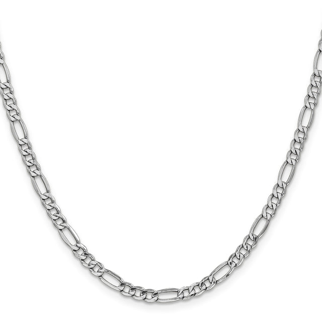 14K White Gold 4.4 mm Figaro Chain Necklace, Polished