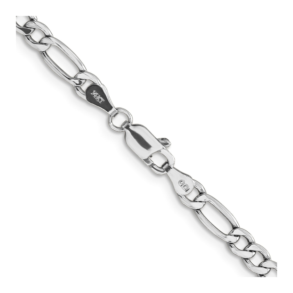 14K White Gold 4.4 mm Figaro Chain Necklace, Polished alternate angle