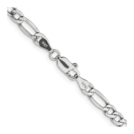 14K White Gold 4.4 mm Figaro Chain Necklace, Polished alternate angle