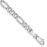 14K White Gold 4.4 mm Figaro Chain Bracelet, Polished