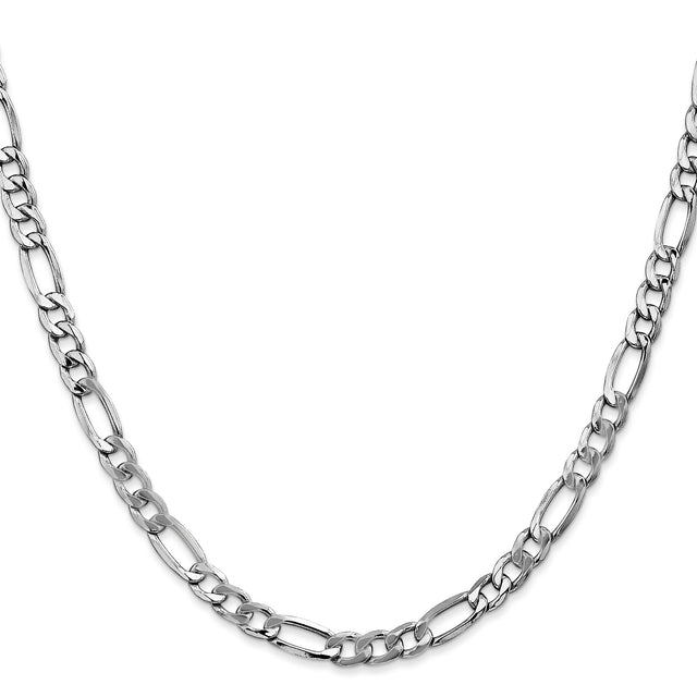 14K White Gold 5.75 mm Figaro Chain Necklace, Polished