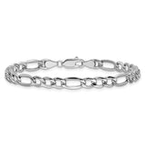 14K White Gold 5.75 mm Figaro Chain Bracelet, Polished alternate angle