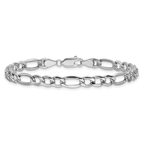 14K White Gold 5.75 mm Figaro Chain Bracelet, Polished alternate angle