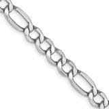 14K White Gold 5.75 mm Figaro Chain Necklace, Polished detail view