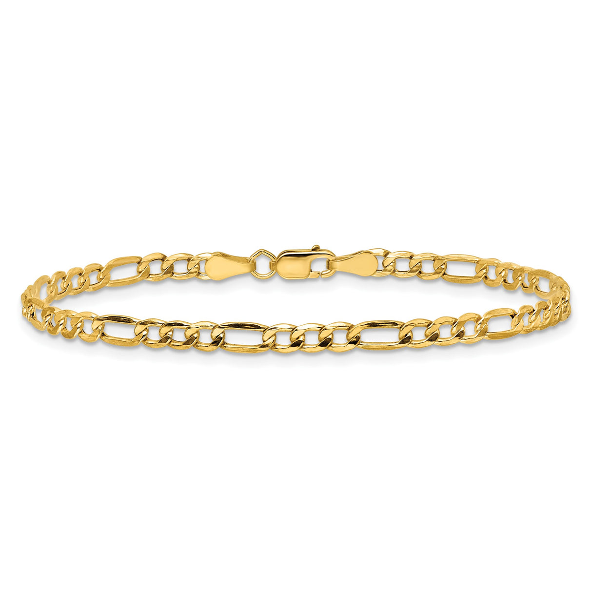 14K Yellow Gold 3.5 mm Figaro Chain Anklet, Polished alternate angle