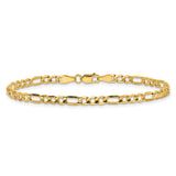 14K Yellow Gold 3.5 mm Figaro Chain Anklet, Polished alternate angle