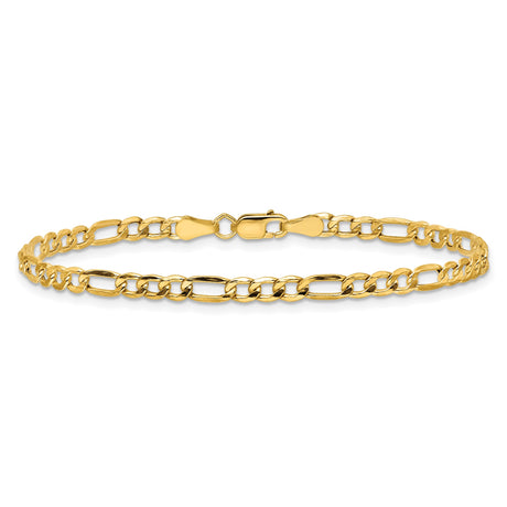 14K Yellow Gold 3.5 mm Figaro Chain Bracelet, Polished alternate angle