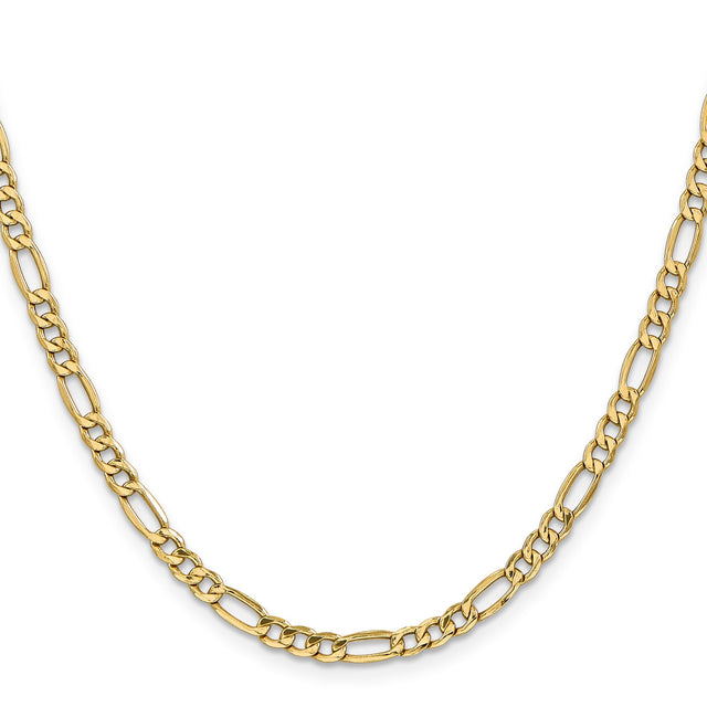 14K Yellow Gold 4.2 mm Figaro Chain Necklace, Polished