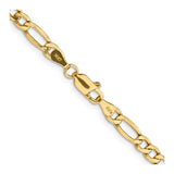 14K Yellow Gold 4.2 mm Figaro Chain Necklace, Polished alternate angle