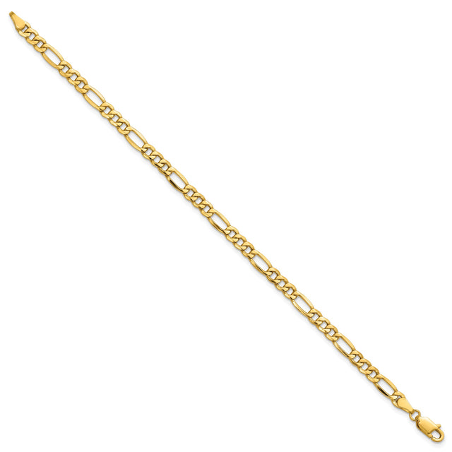 14K Yellow Gold 4.2 mm Figaro Chain Bracelet, Polished