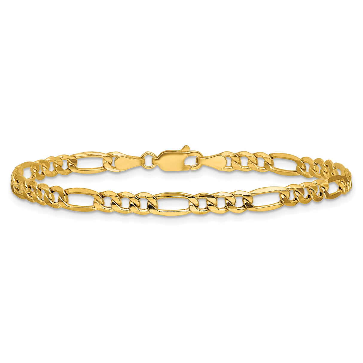 14K Yellow Gold 4.2 mm Figaro Chain Bracelet, Polished alternate angle