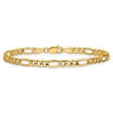 14K Yellow Gold 4.2 mm Figaro Chain Bracelet, Polished alternate angle