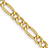 14K Yellow Gold 4.2 mm Figaro Chain Necklace, Polished detail view