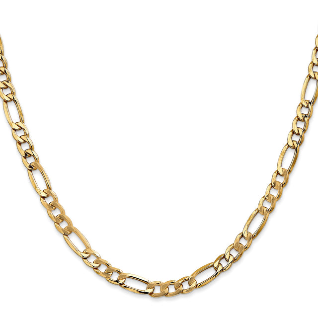 14K Yellow Gold 5.75 mm Figaro Chain Necklace, Polished