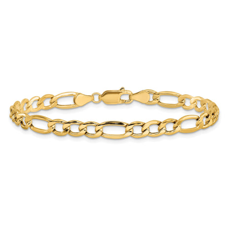 14K Yellow Gold 5.75 mm Figaro Chain Anklet, Polished