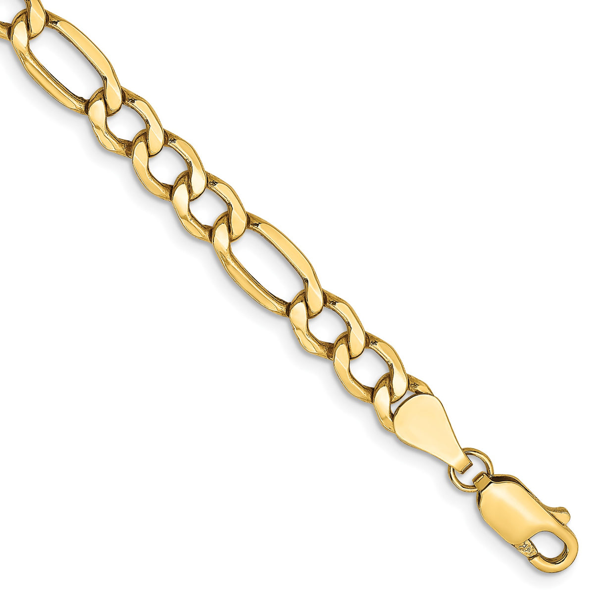 14K Yellow Gold 5.75 mm Figaro Chain Anklet, Polished alternate angle